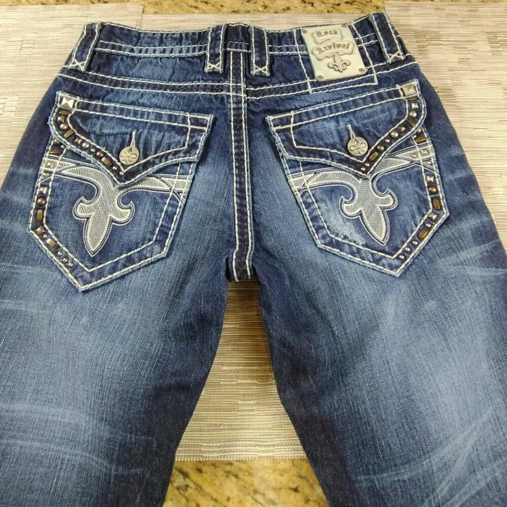Rock Revival Jax Studded Boot Jeans Size 30 - Picture 4 of 16